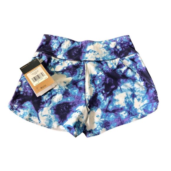 The North Face Girls Medium Printed Activewear Knit Class V Shorts Blue & Purple - Picture 8 of 11